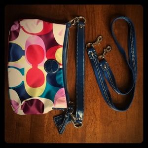 COACH Dual Clutch/Sling BLUE PATENT LEATHER TRIM